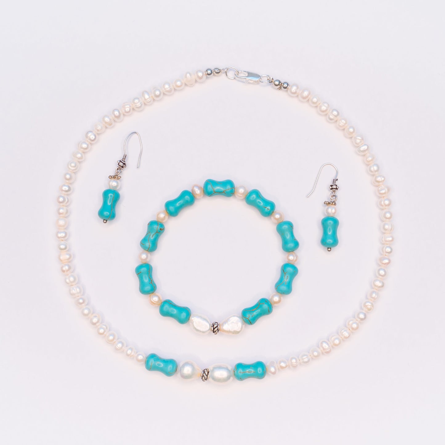 Set Turcoaz - Brățară + Colier + Cercei